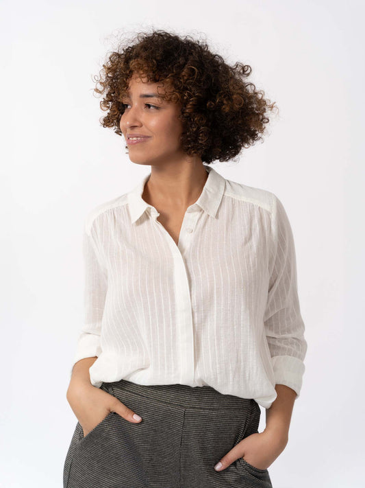 OXANE - Chemise en dobby rayée
