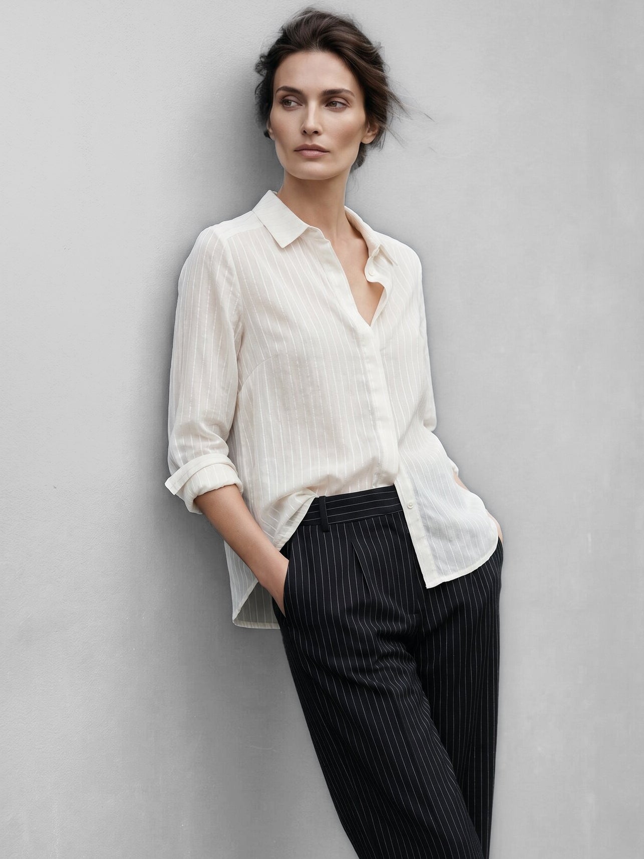 OXANE - Chemise en dobby rayée