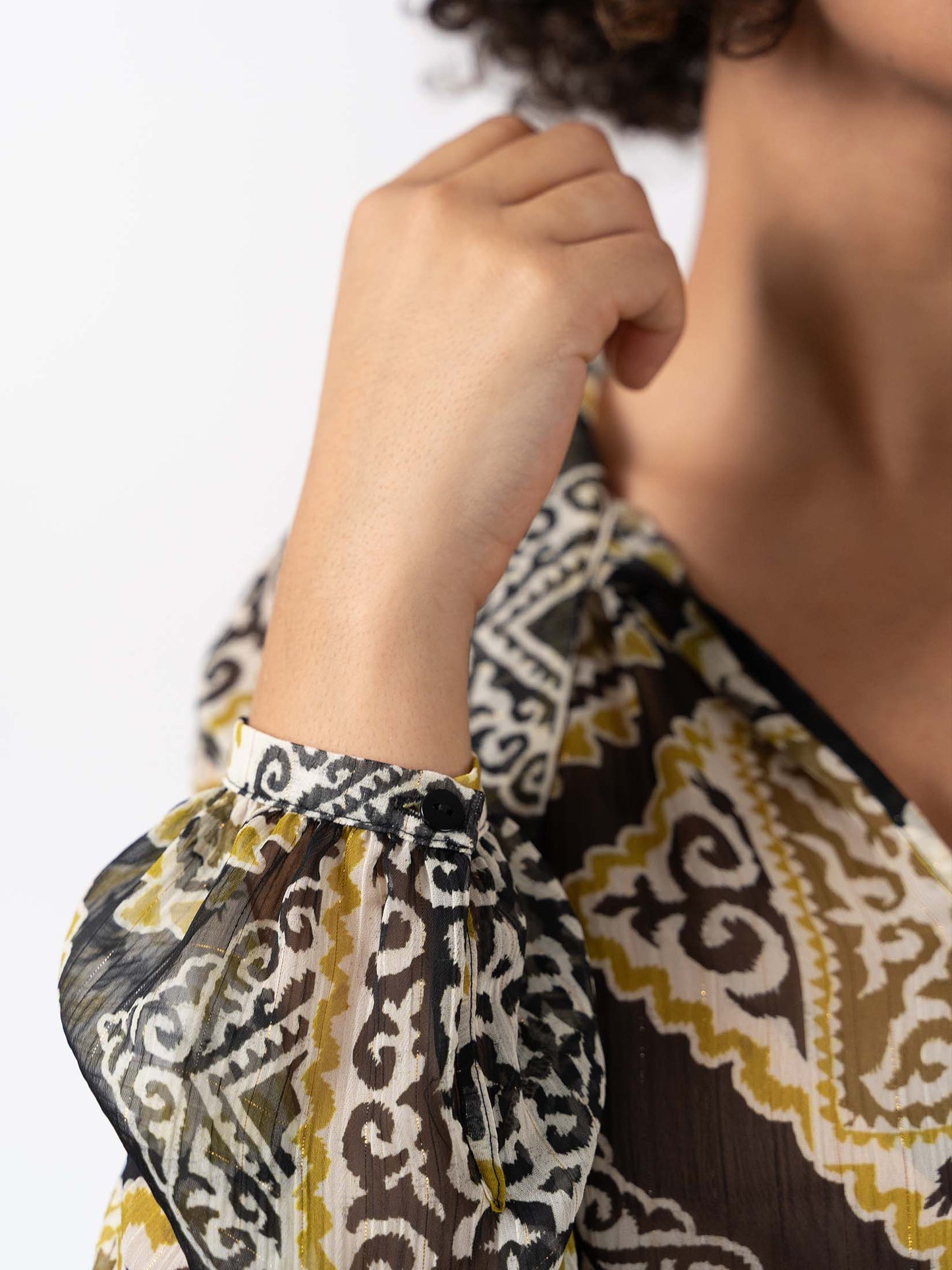 INDRA - Blouse réversible vert graphique