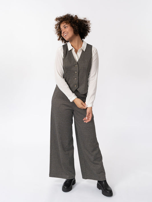CHARLIZE - Gilet de costume maille jacquart pied-de-poule