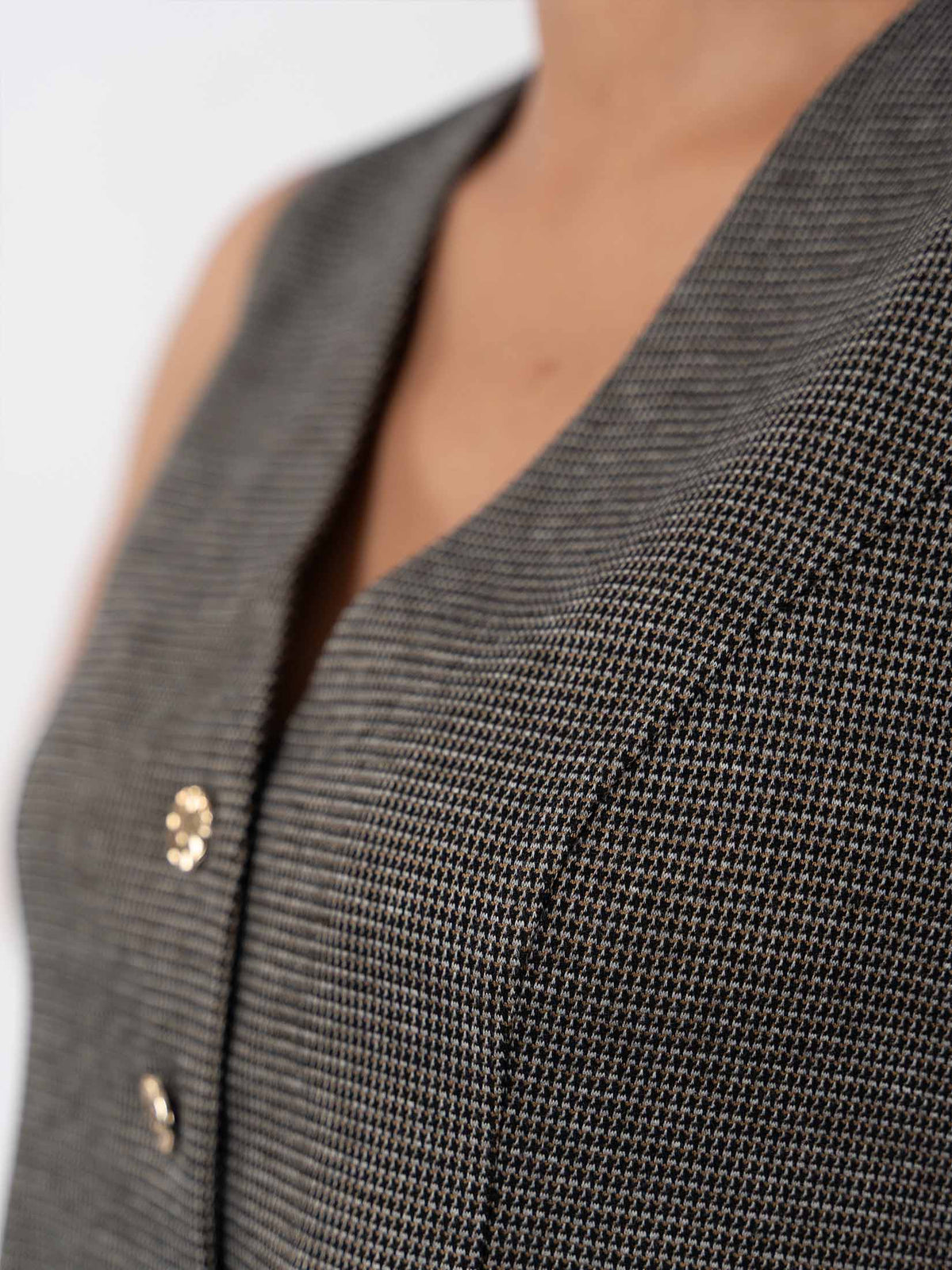 CHARLIZE - Gilet de costume maille jacquart pied-de-poule