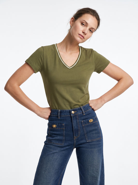 ASTER - T-shirt kaki en maille jersey